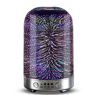 Factory Currently Available 3D Fireworks Glass Aromatherapy Machine Ultrasonic Humidifier 7 Color LED Night Light