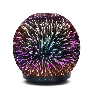 Factory Currently Available 3D Fireworks Glass Aromatherapy Machine Ultrasonic Humidifier 7 Color LED Night Light