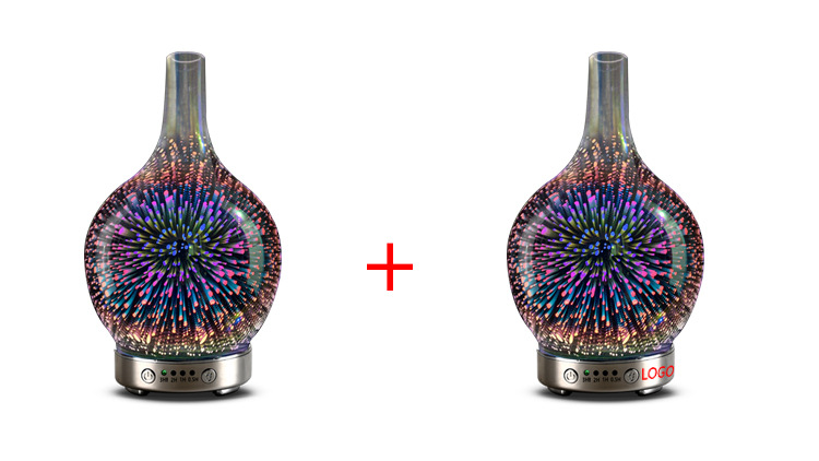 Factory Currently Available 3D Fireworks Glass Aromatherapy Machine Ultrasonic Humidifier 7 Color LED Night Light