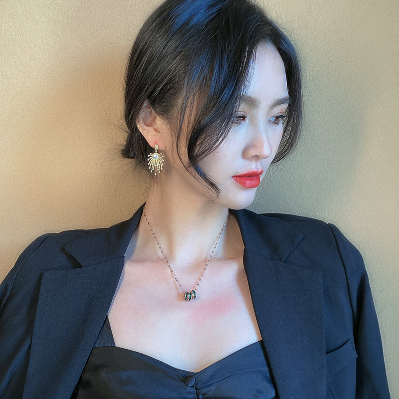 Korean Style Sterling Silver Needle Earrings Retro Exaggerated Cold Style Super Flash Metal Fireworks Earrings for Women