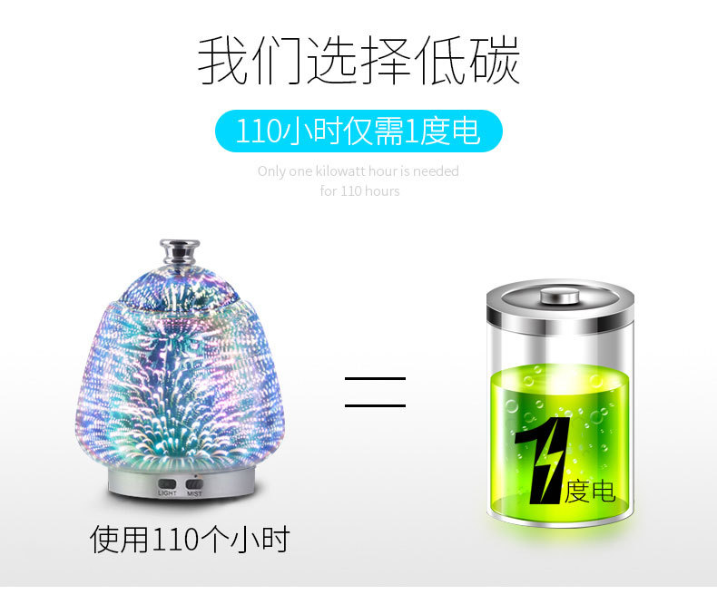 120ml Colorful Creative 3D Fireworks Glass Ultrasonic Essential Oil Aromatherapy Lamp Currently Available Whole