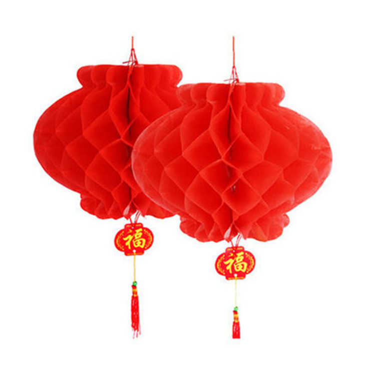 Lantern Celebration Shopping Mall Decoration Festival Red Honeycomb Folding Plastic Chinese Lantern Paper Lantern