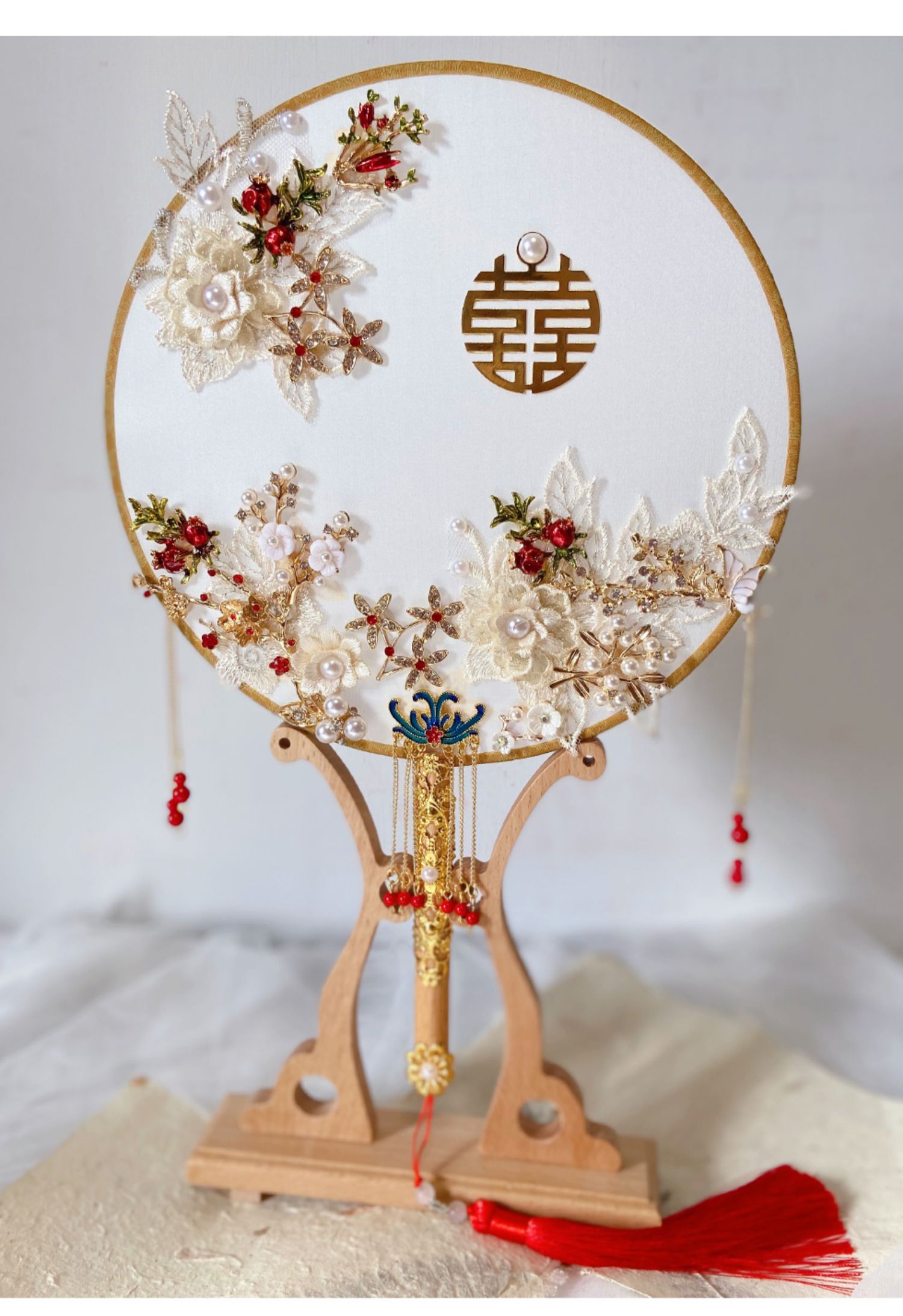 Wedding Fan Bride Wedding Circular Fan He Clothing Fan Wedding Wedding Wedding Fan Handmade DIY Material Package