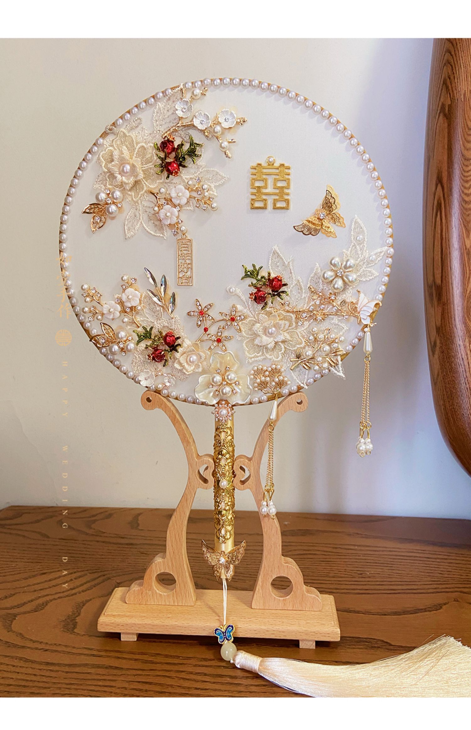 Wedding Fan Bride Wedding Circular Fan He Clothing Fan Wedding Wedding Wedding Fan Handmade DIY Material Package