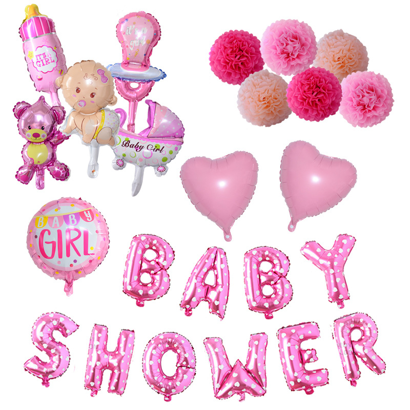 Cross border hot style baby birthday party decorated with aluminum film balloon first birthday balloon