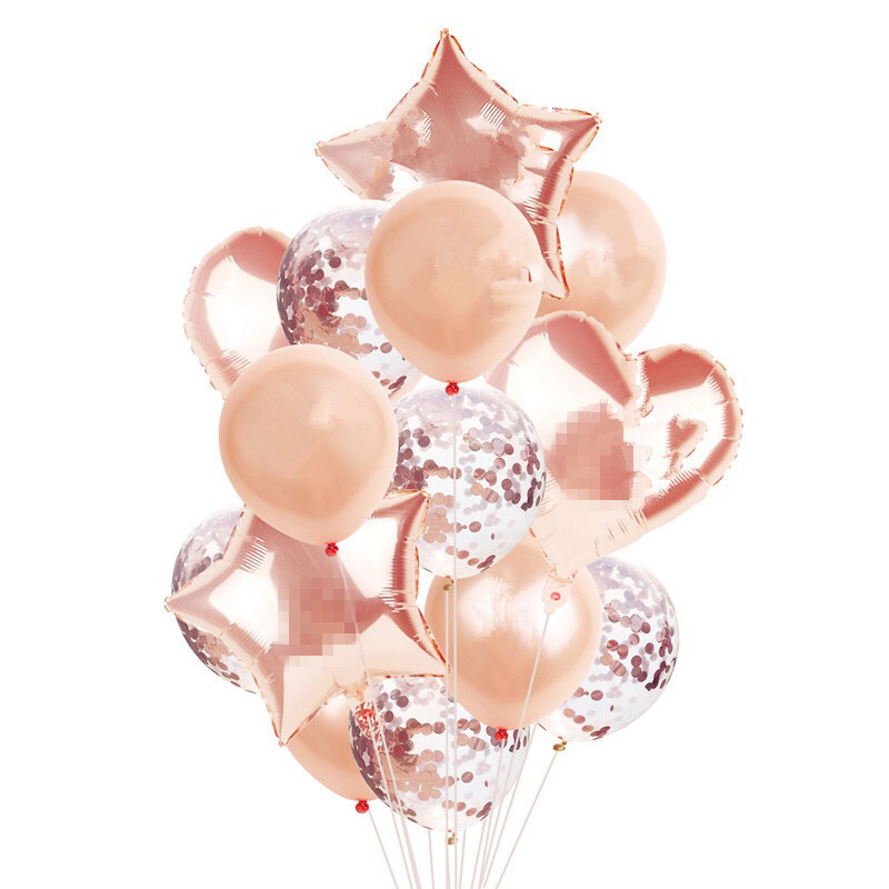 Cross-border 14PCS18 \\\" Aluminum film Rose Gold Balloon Set Baby party Decoration Festival Cross-border 14PCS18 \\\" Aluminum film Rose Gold Balloon Set Baby party Decoration Festival
