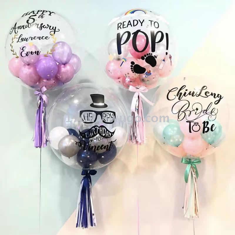 Lanfei Festive Transparent Ball Fringed Beaded Bobo Wedding Birthday Balloon Creative Decoration Wedding Bounce Ball