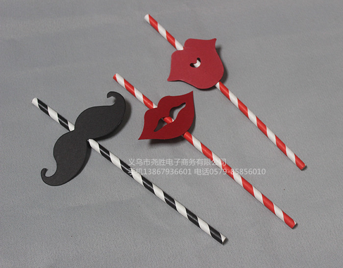 Creative Color Beard Props Straight Paper Straw Funny Beard Supplies