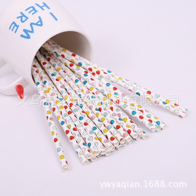 Hot selling foreign trade environmental degradable patch kraft straw black beard paper straw