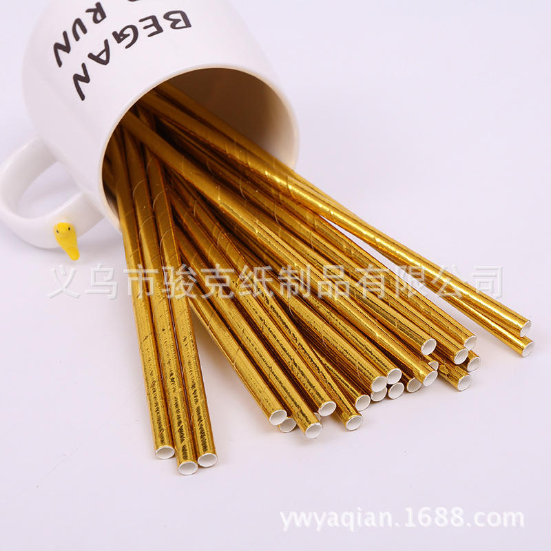 Hot selling foreign trade environmental degradable patch kraft straw black beard paper straw
