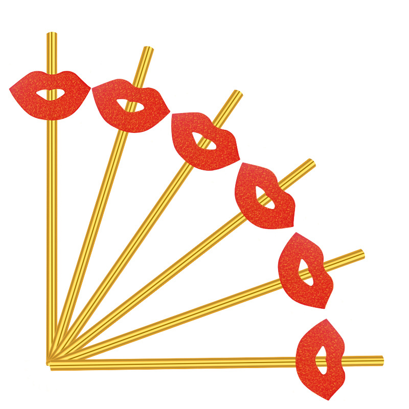 Beard Straw Halloween Carnival Party Gathering Ball Beard Lips Straw 6 Pack