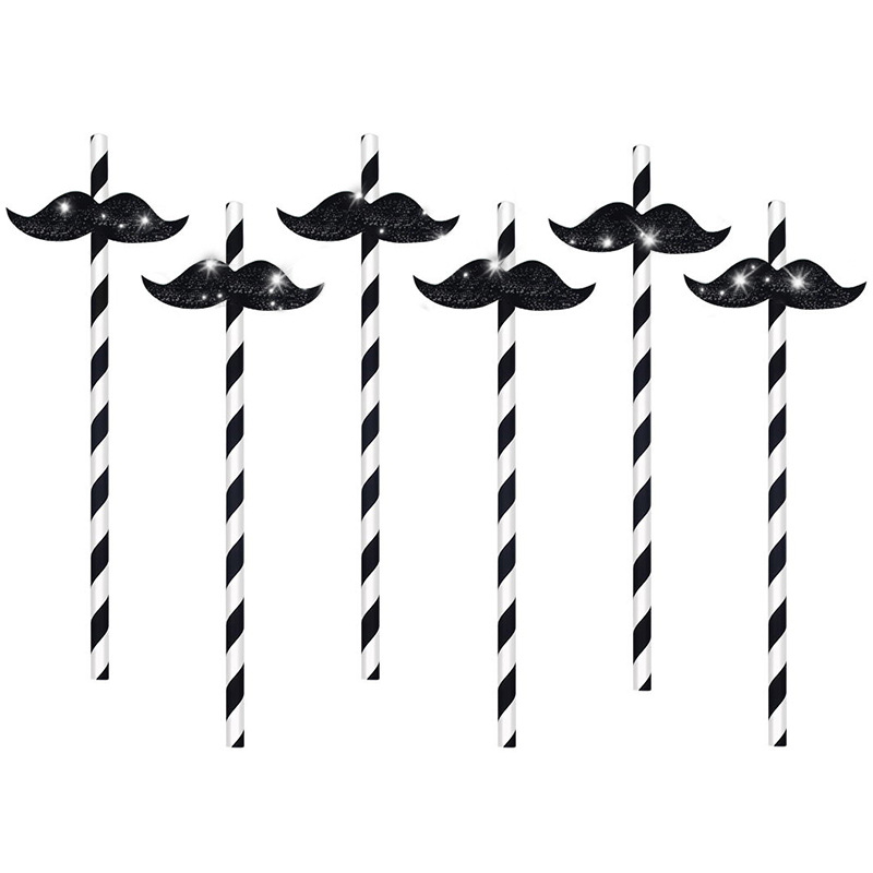Beard Straw Halloween Carnival Party Gathering Ball Beard Lips Straw 6 Pack