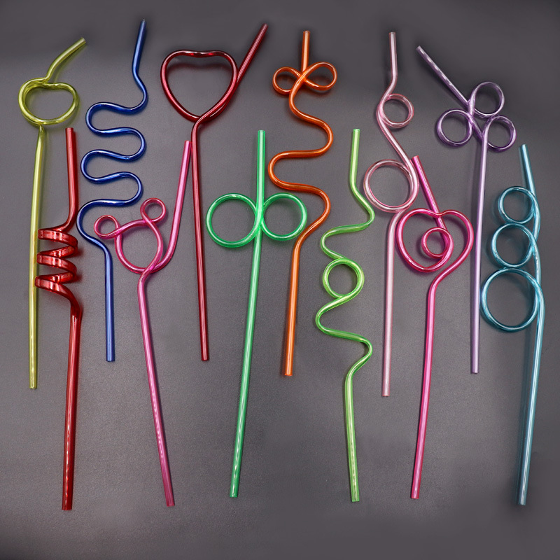 Fruit Straw Disposable Plastic Cartoon Soft Rubber Shape Tube Beard Straw