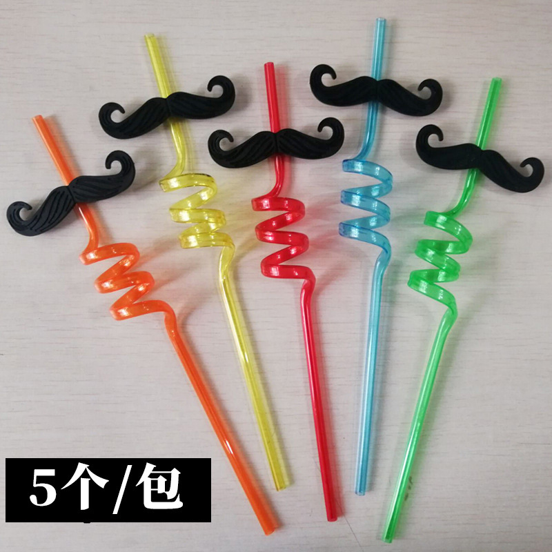 Fruit Straw Disposable Plastic Cartoon Soft Rubber Shape Tube Beard Straw