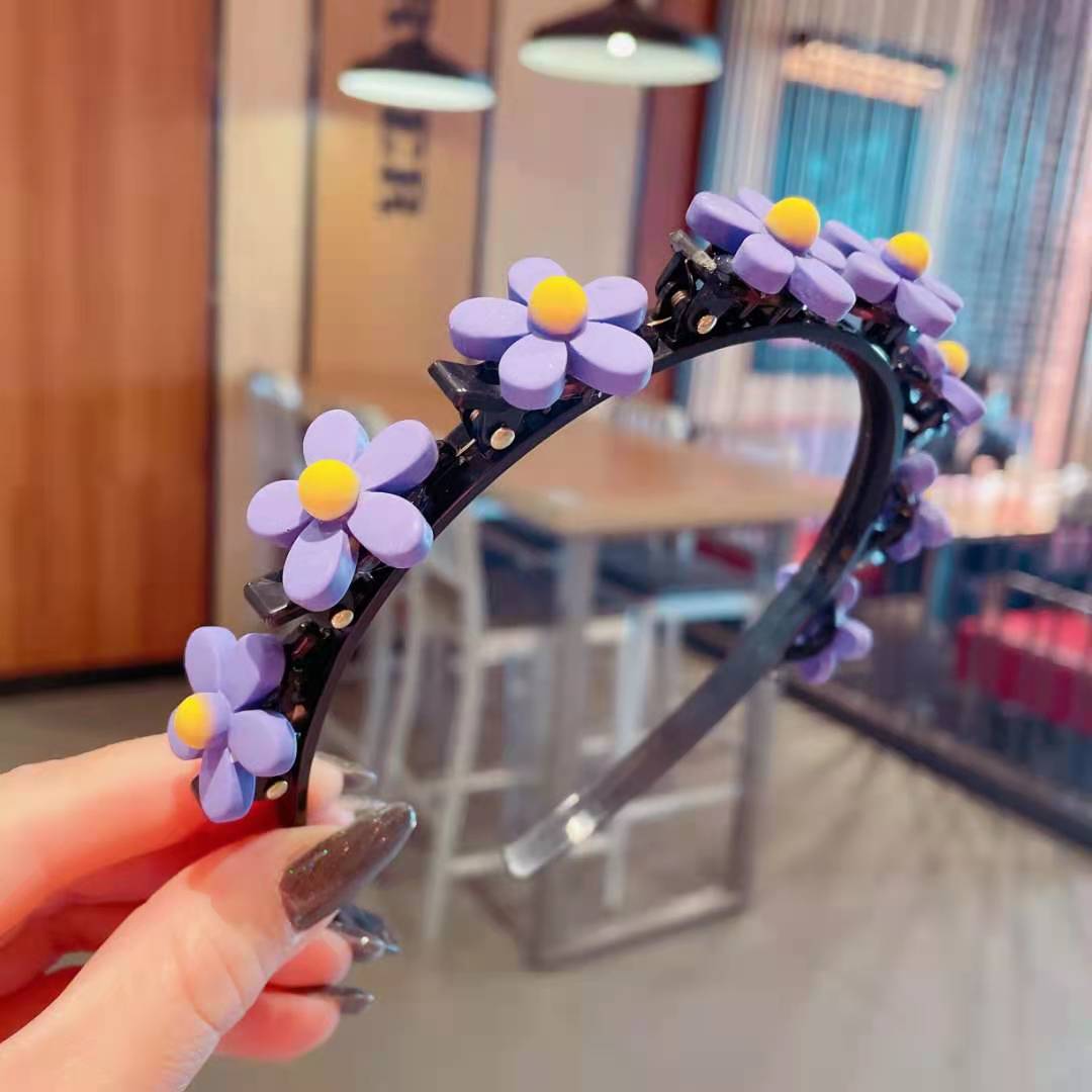 2021 Internet Hot New Broken Hair Lazy Headband Girl Cute Flowers Hairpin Braided Hair Little Clip Hairpin Headdress