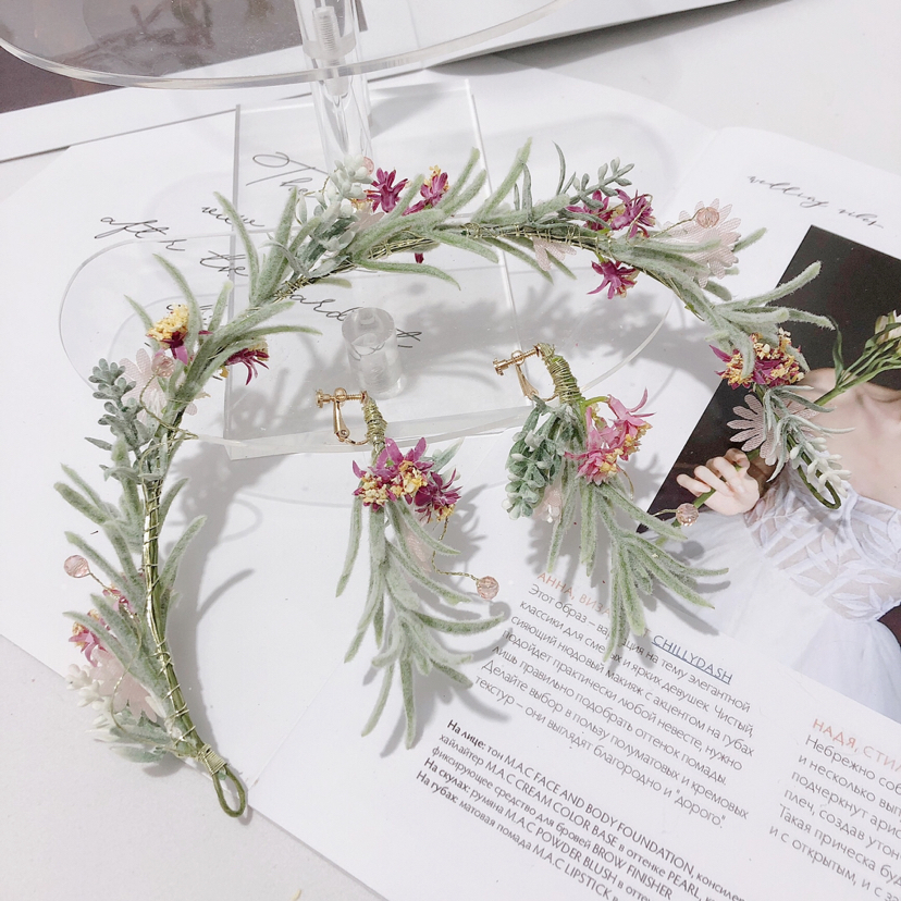 2020 Spring New Mori Fairy Beautiful Bridal Headdress Set Wedding Hanfu Dress Anti-Real Green Plant Artificial Flowers 2020 Spring New Mori Fairy Beautiful Bridal Headdress Set Wedding Hanfu Dress Anti-Real Green Plant Artificial Flowers