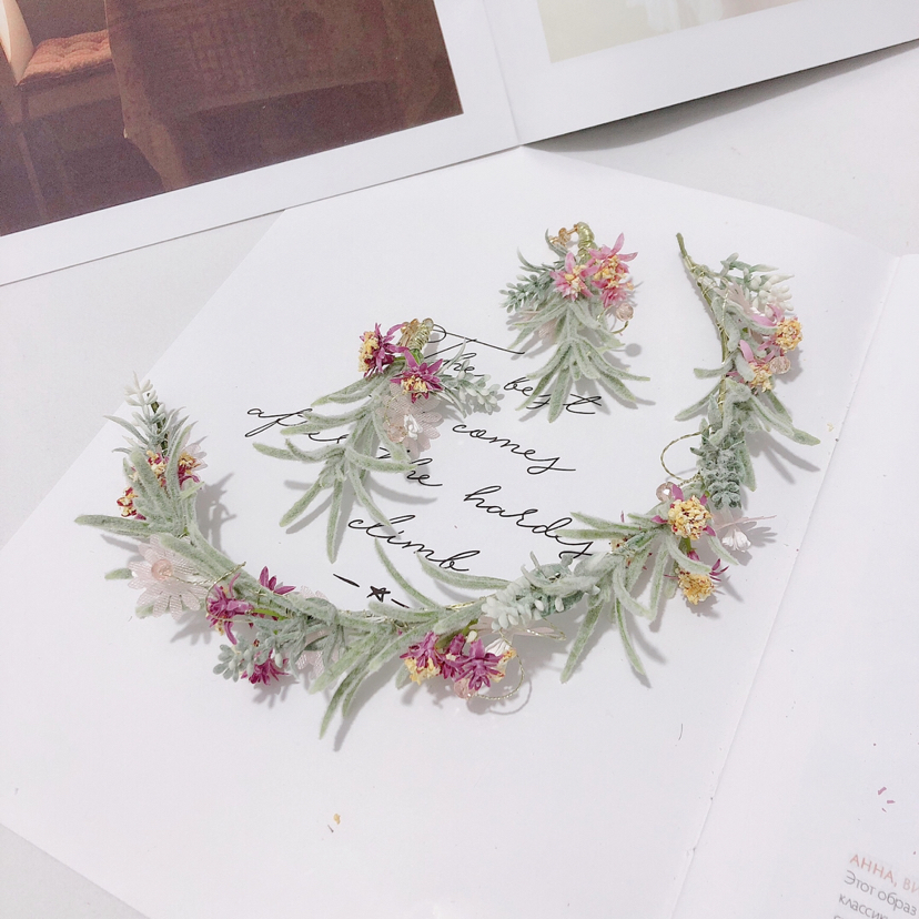 2020 Spring New Mori Fairy Beautiful Bridal Headdress Set Wedding Hanfu Dress Anti-Real Green Plant Artificial Flowers 2020 Spring New Mori Fairy Beautiful Bridal Headdress Set Wedding Hanfu Dress Anti-Real Green Plant Artificial Flowers