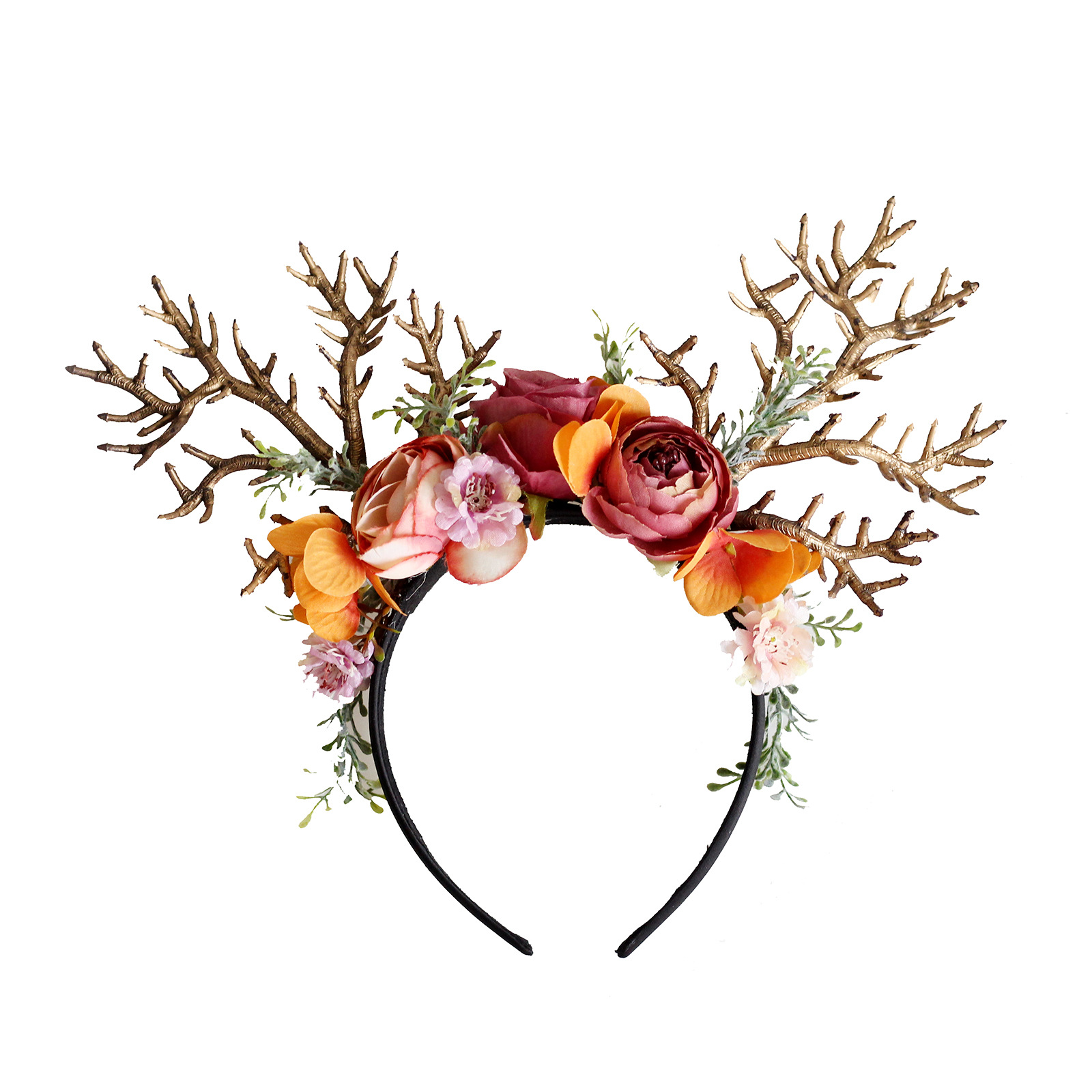 Style Antler Hairband Elk Christmas Easter Headdress Simulation Branch Flowers Adult and Children Catwalk Photography Style Antler Hairband Elk Christmas Easter Headdress Simulation Branch Flowers Adult and Children Catwalk Photography