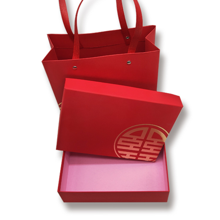 Double happiness gift box packaging festive gift box tote bag candy box creative gift box customized Double happiness gift box packaging festive gift box tote bag candy box creative gift box customized