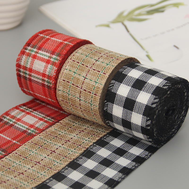 6cm Christmas Decoration Iron Wire Iron Wire Ribbon Burlap Roll Ribbons