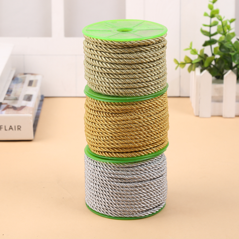 Manufacturer direct sale of gold and silver wire double rope polyester rope DIY braided rope.