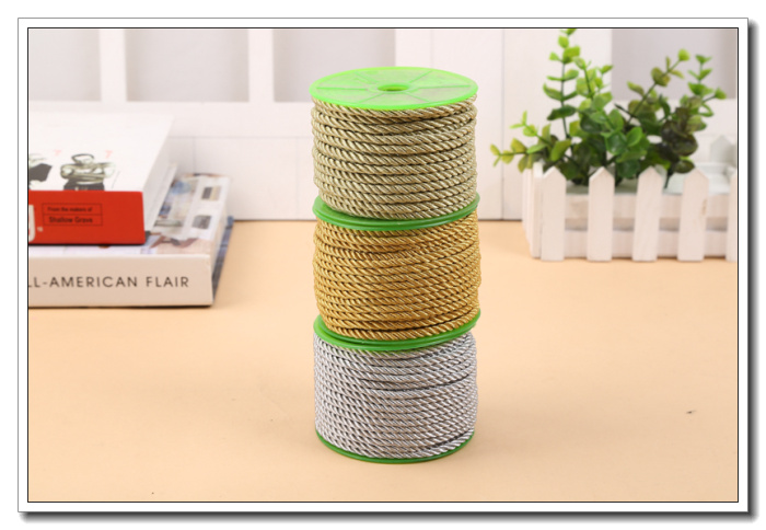 Manufacturer direct sale of gold and silver wire double rope polyester rope DIY braided rope.