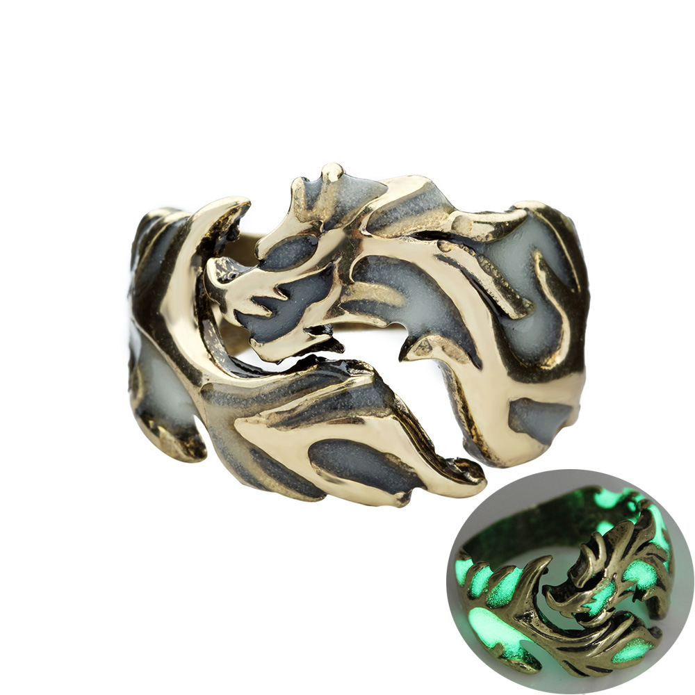 European and American Retro Men&#039;s Ring Luminous Dragon Ring Domineering Luminous Bracelet Halloween Ornaments