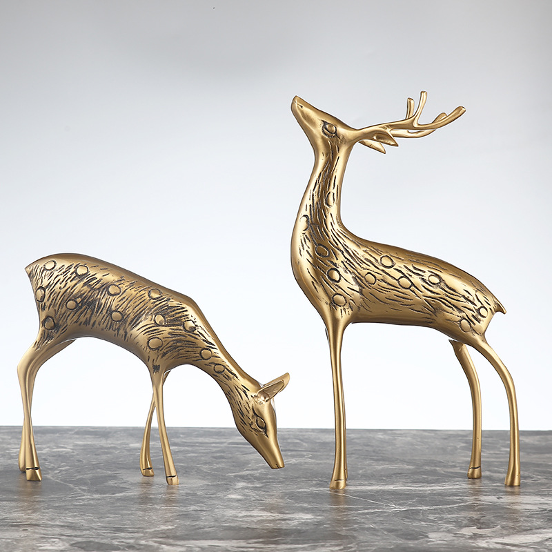 Ornaments Pure Copper Sika Deer Wine Cabinet Living Room Decorations Home Crafts Metal Copper Deer Decoration Metal Deer