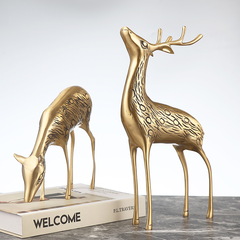 Ornaments Pure Copper Sika Deer Wine Cabinet Living Room Decorations Home Crafts Metal Copper Deer Decoration Metal Deer