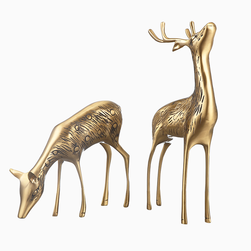 Ornaments Pure Copper Sika Deer Wine Cabinet Living Room Decorations Home Crafts Metal Copper Deer Decoration Metal Deer