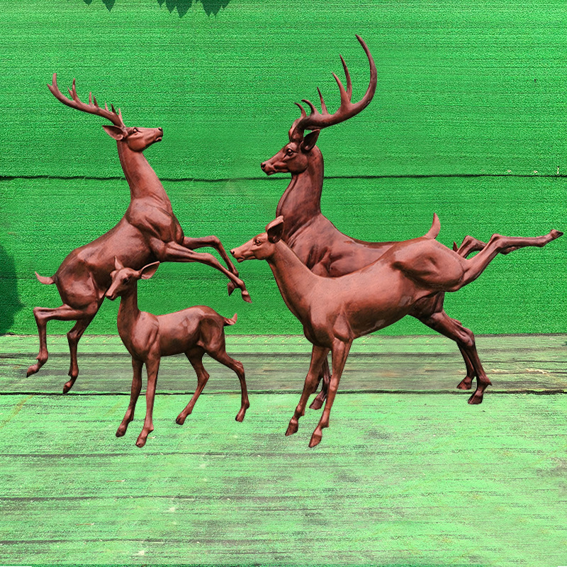 Pure Copper Sika Deer Sculpture Simulation Animal Bronze Statue Hotel Home Living Room Metal Metal Deer