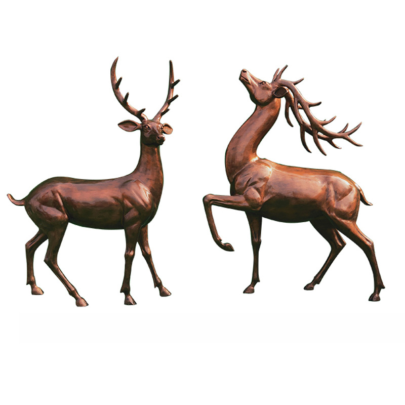 Pure Copper Sika Deer Sculpture Simulation Animal Bronze Statue Hotel Home Living Room Metal Metal Deer