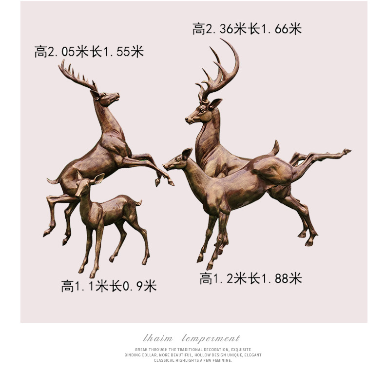 Pure Copper Sika Deer Sculpture Simulation Animal Bronze Statue Hotel Home Living Room Metal Metal Deer Pure Copper Sika Deer Sculpture Simulation Animal Bronze Statue Hotel Home Living Room Metal Metal Deer