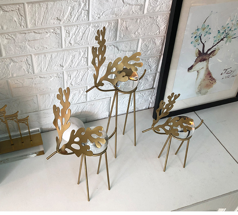 Metal Deer Domestic Study Metal Sika Deer Crystal Ball Decoration Model Room Desktop Soft Outfit Crafts Furnishings Metal Deer Domestic Study Metal Sika Deer Crystal Ball Decoration Model Room Desktop Soft Outfit Crafts Furnishings