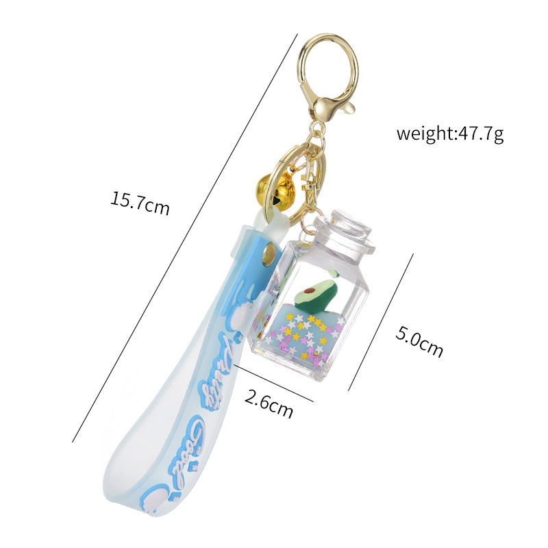 Creative Square Bottle Acrylic Fruit Oil Floating Liquid Keychain festival pendant