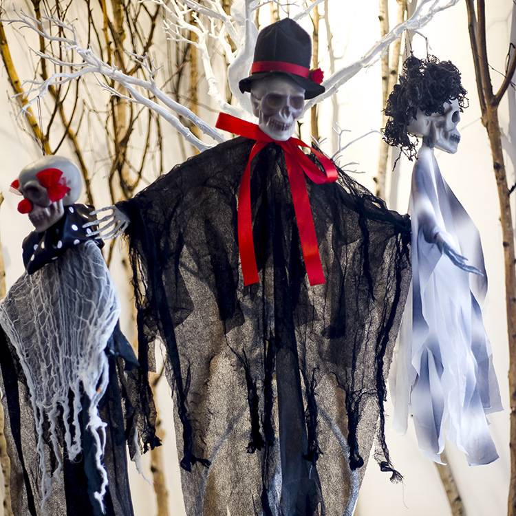 Halloween Ghost Festival Horror Atmosphere TikTok Photo Decoration Props Fabric Skull Pendant Bar Wedding Decorations