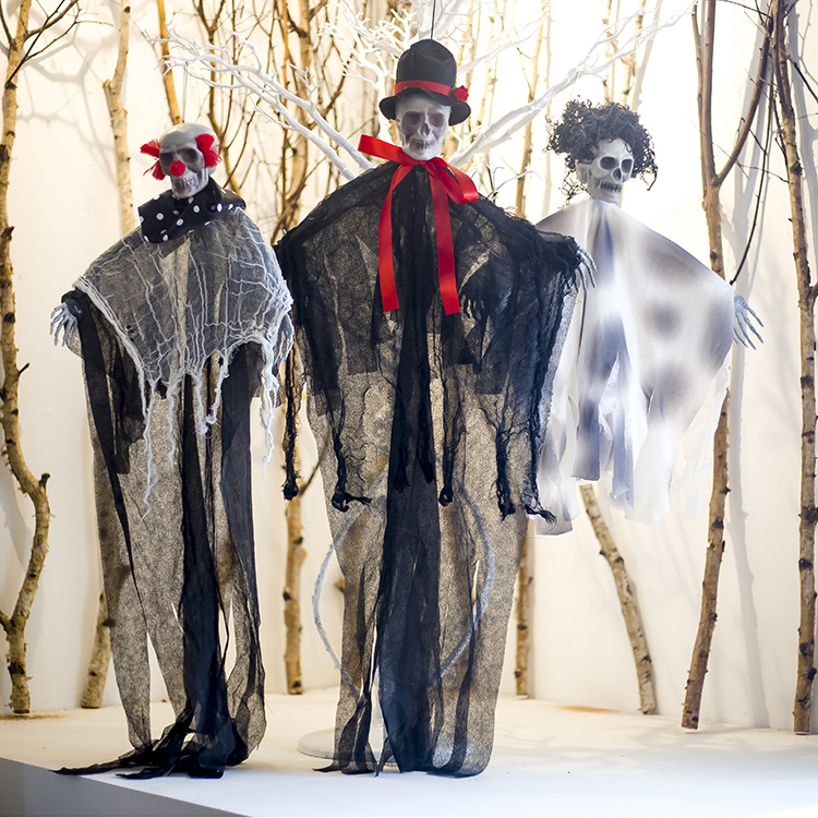 Halloween Ghost Festival Horror Atmosphere TikTok Photo Decoration Props Fabric Skull Pendant Bar Wedding Decorations