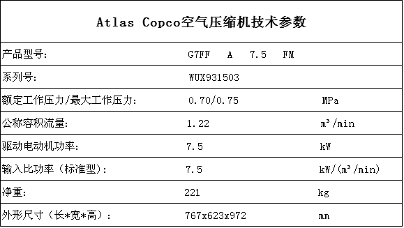 G7 atlas copco air compressor