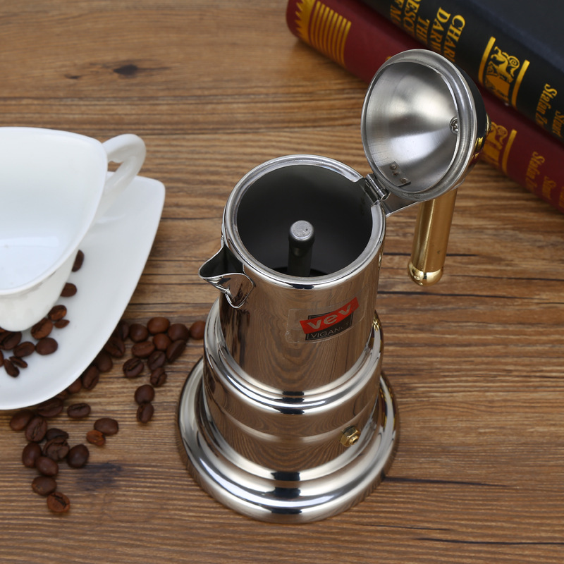 Italian 04 Coffee Machine Coffee Percolator Household Extraction Stainless Steel Mocha Black Coffee Pot Pagoda Pot