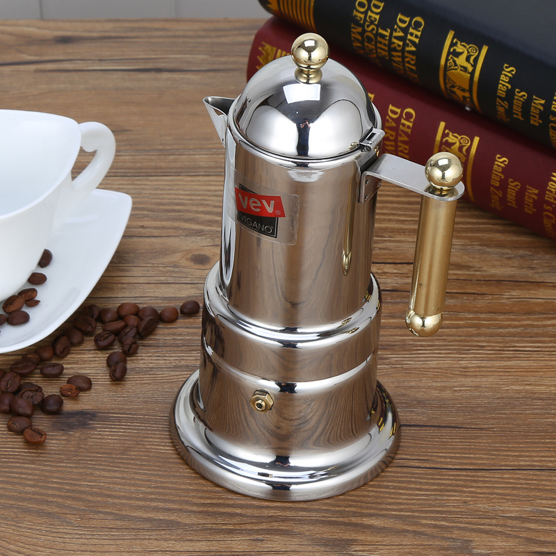 Italian 04 Coffee Machine Coffee Percolator Household Extraction Stainless Steel Mocha Black Coffee Pot Pagoda Pot