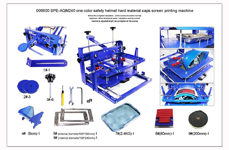 006600 SPE-AQM240 one color safety helmet hard material caps screen printing machine 006600 SPE-AQM240 one color safety helmet hard material caps screen printing machine