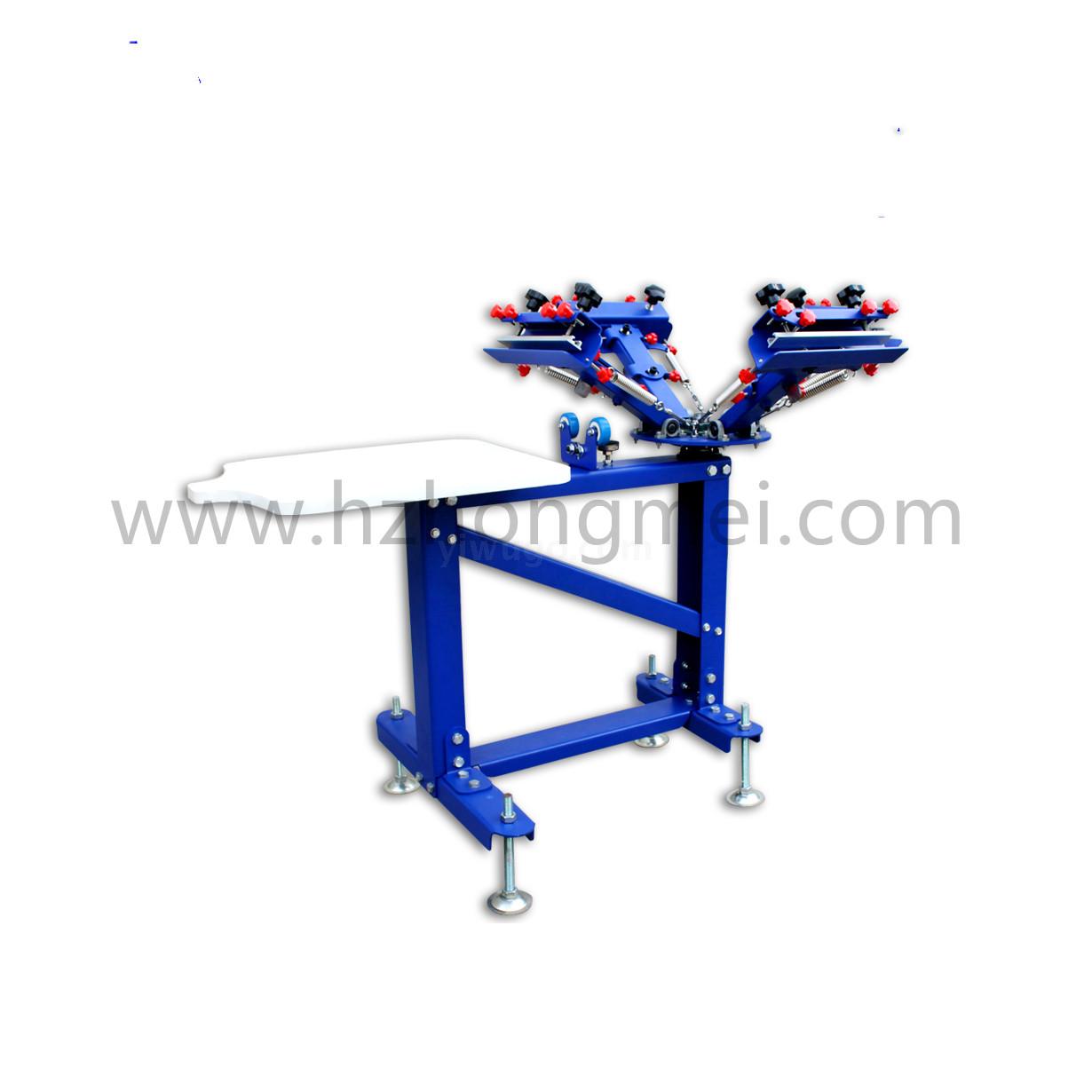 E411L Floor Type Micro Adjust Four Color One Station Single Wheel Overprinting Screen Printing Machine