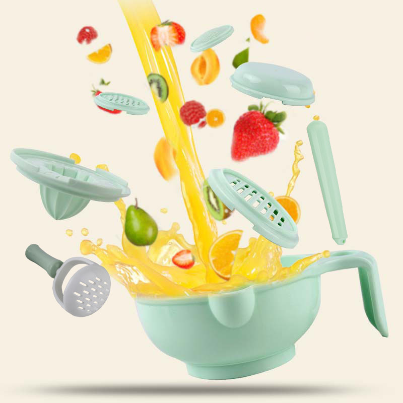 Baby Solid Food Grinder Manual Food Grinding Bowl Baby Puree Cooking Machine Food Supplement Tool Set Multifunctional