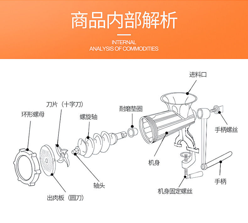 Sausage Machine Meat Chopper Household Small Hand-Cranking Mincing Machine Sausage Filling Multi-Function Meat Grinder