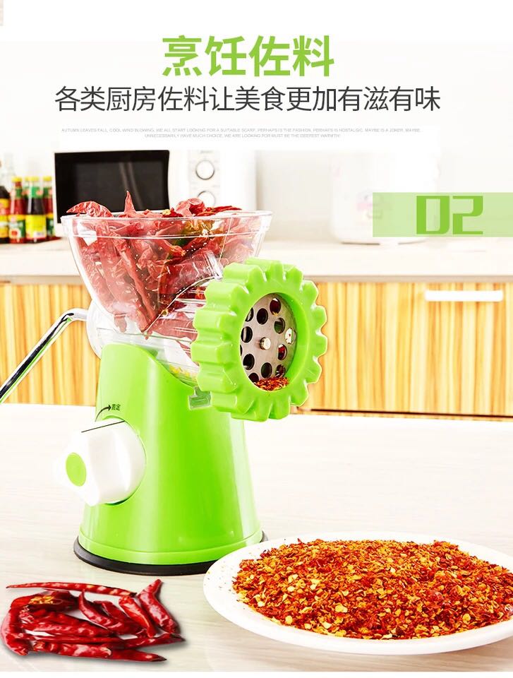 The hand-operated meat grinder USES a sausage machine to shake the minced meat. The hand-operated meat grinder USES a sausage machine to shake the minced meat.