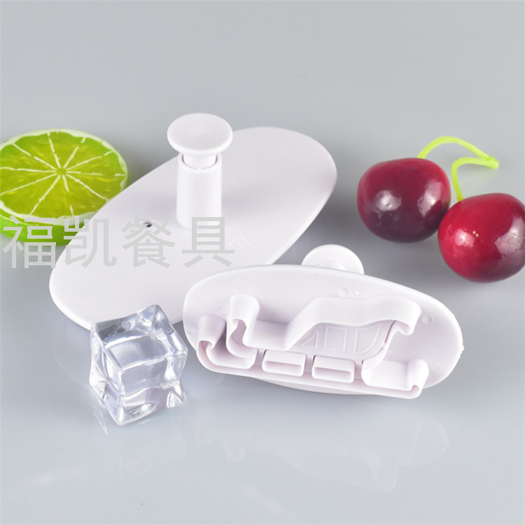 Christmas Sled-Shaped Plunger Mold Small Biscuit Cutting Machine Die Spring Fondant Supplies