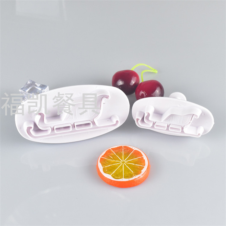 Christmas Sled-Shaped Plunger Mold Small Biscuit Cutting Machine Die Spring Fondant Supplies