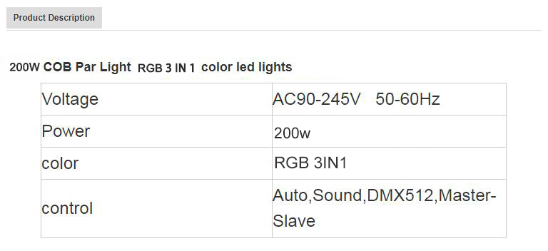 BAISUN 200w COB led par light indoor par light rgb 3in1 color stage par light BAISUN 200w COB led par light indoor par light rgb 3in1 color stage par light