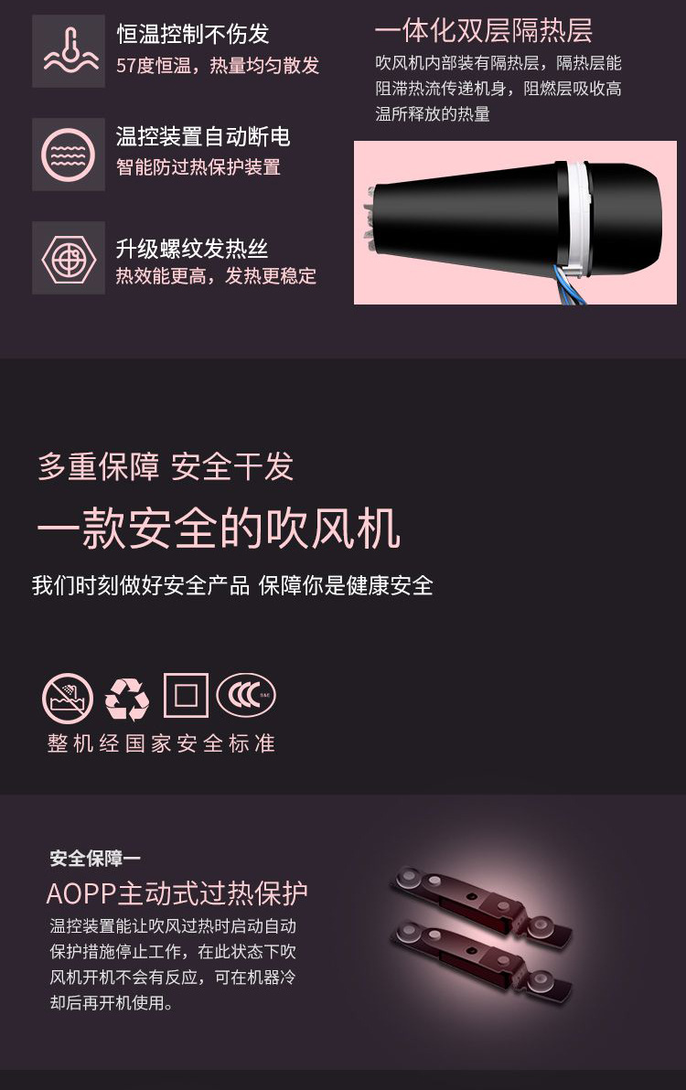 High Power Household Electric Blower Heating and Cooling Air Hair Dryer Hair Salon Hair Dryer CrossBorder Hot Selling