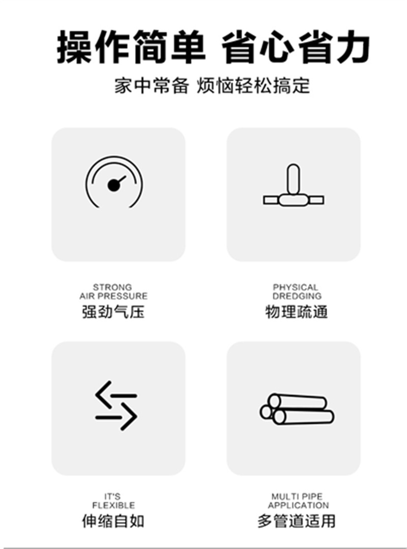 New Toilet Dredger Toilet Suck Sewer Dredger Toilet Plunger Stainless Steel Tube Vacuum Suction